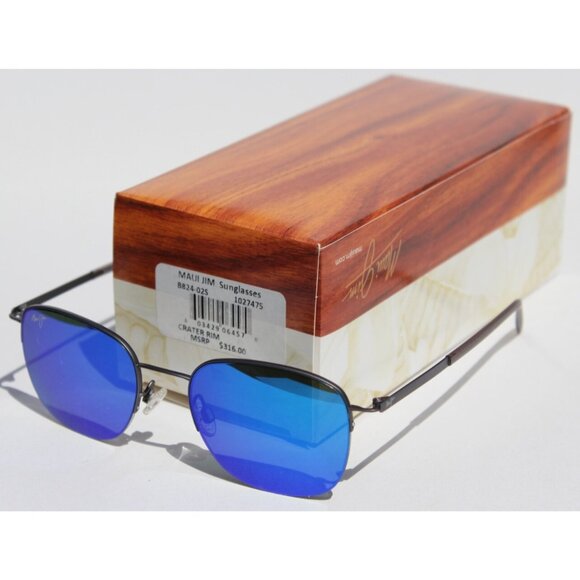 MAUI JIM Crater Rim POLARIZED Sunglasses B824-02S Gunmetal/Blue Hawaii NEW - Picture 9 of 9